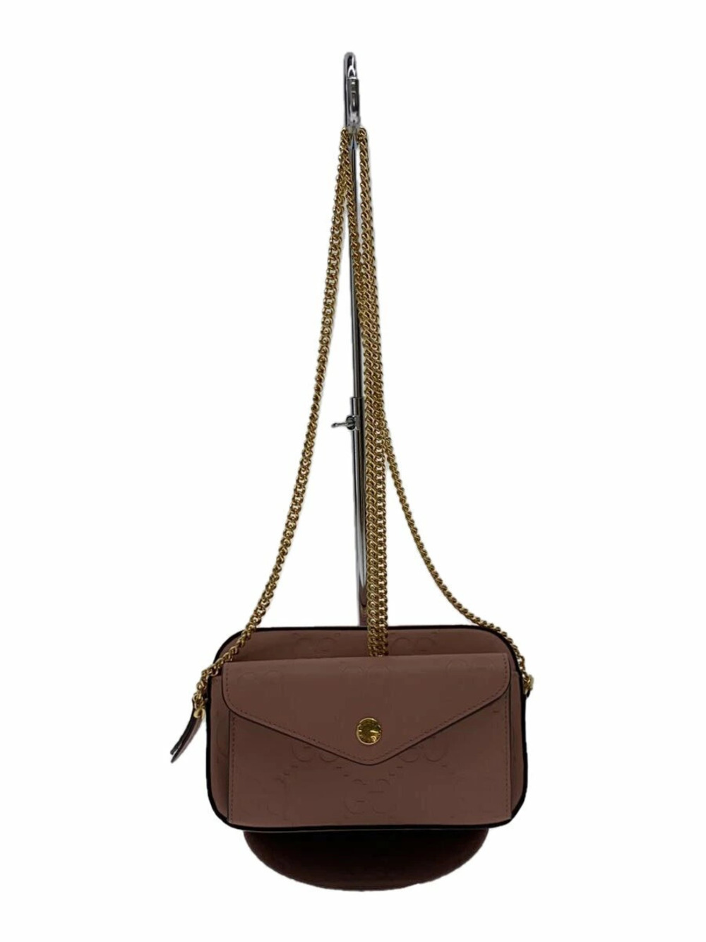 Gucci GG Super Debossed Chain Wallet Crossbody Bag Pink